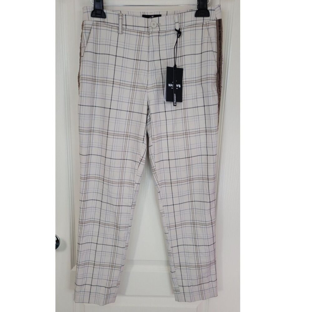 Mason's New York Empire White Plaid Straight Leg Pants